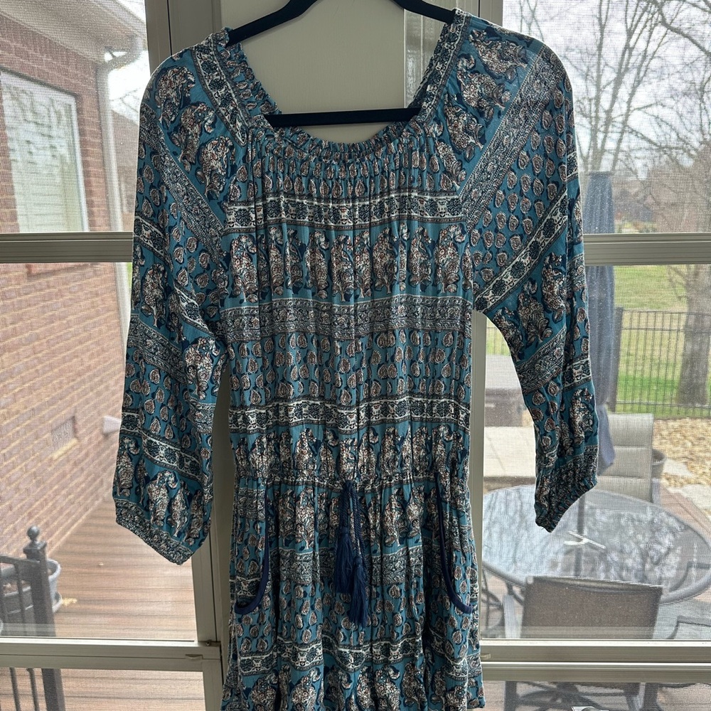Bohemian Blue and Gray Patterned Romper